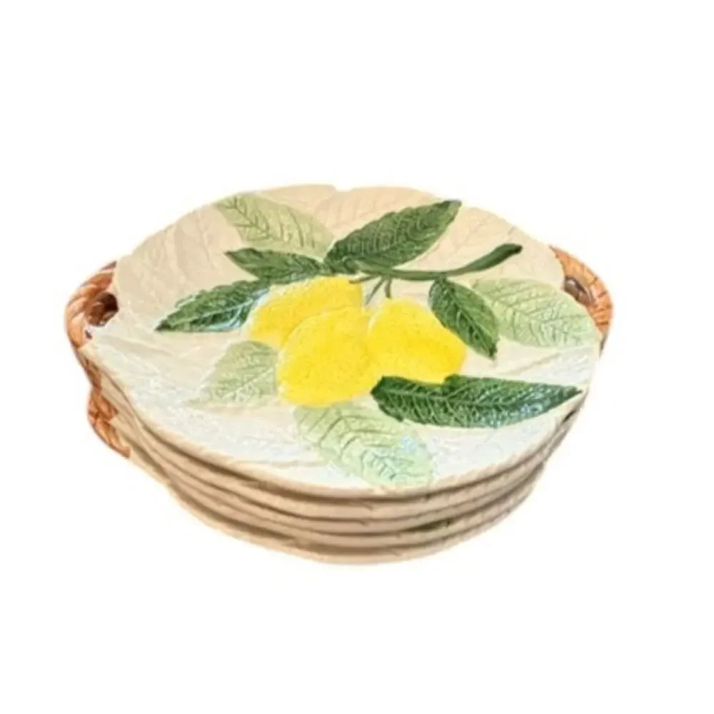 Vintage Japanese Majolica Fruit Handled Salad Plates Set of 5 Lord & Taylor